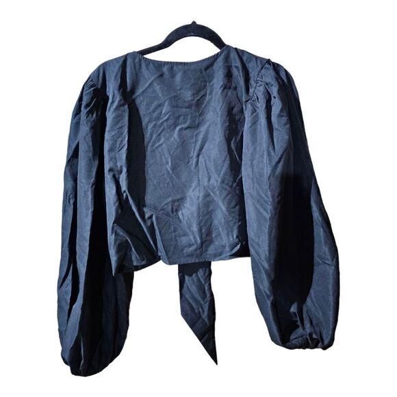 SHEIN VCAY Puff Sleeve Tie Front Crop Top - Size 3X - Picture 2 of 8